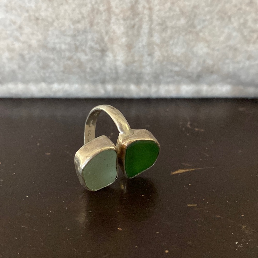 Betty belts double real sea glass ring
